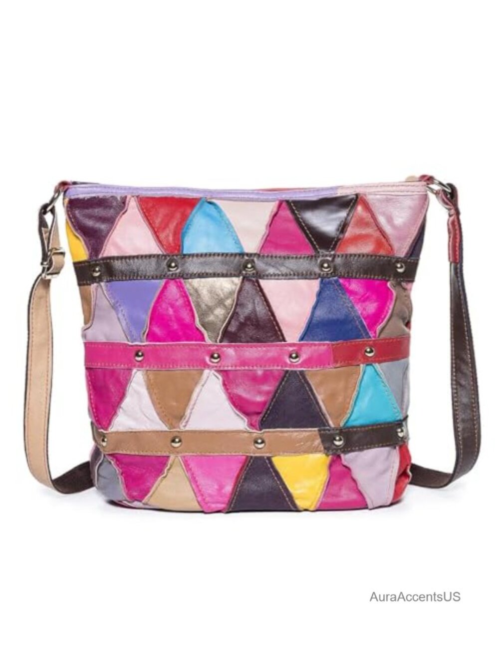 Genuine Leather Satchel Crossbody Shoulder Handbag with Adjustable Strap